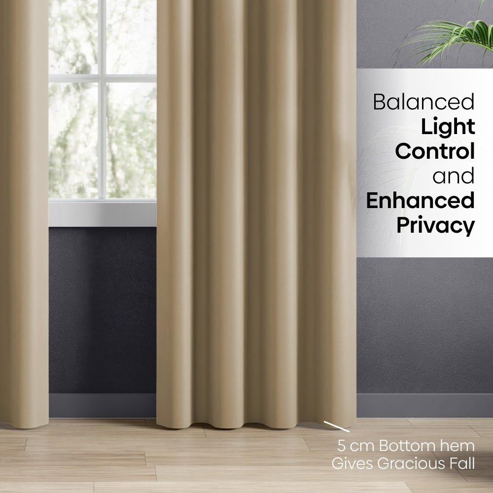 Blackout Solid Essential Drape Pack Of 2 Curtain, Beige - Blackout Curtains | haus & kinder