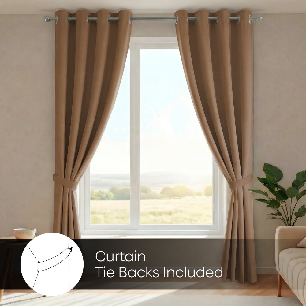 Blackout Solid Essential Drape Pack Of 2 Curtain, Taupe - Blackout Curtains | haus & kinder