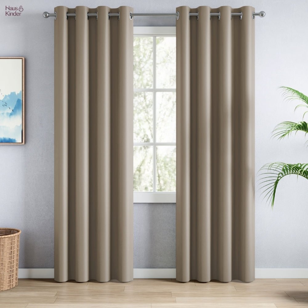 Blackout Solid Essential Drape Pack Of 2 Curtain, Metal Grey - Blackout Curtains | haus & kinder