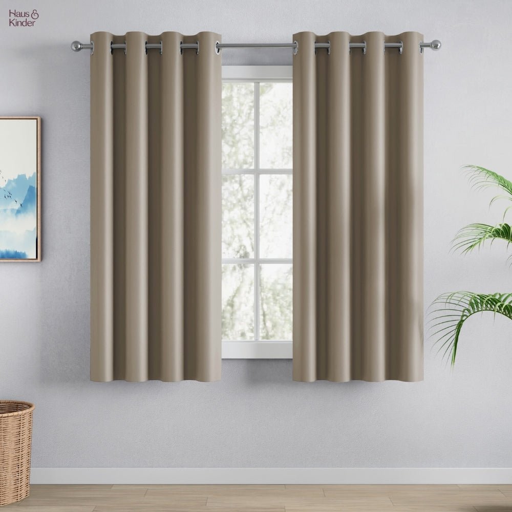 Blackout Solid Essential Drape Pack Of 2 Curtain, Metal Grey - Blackout Curtains | haus & kinder