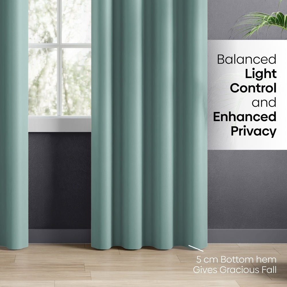 Blackout Solid Essential Drape Pack Of 2 Curtain, Aqua - Blackout Curtains | haus & kinder