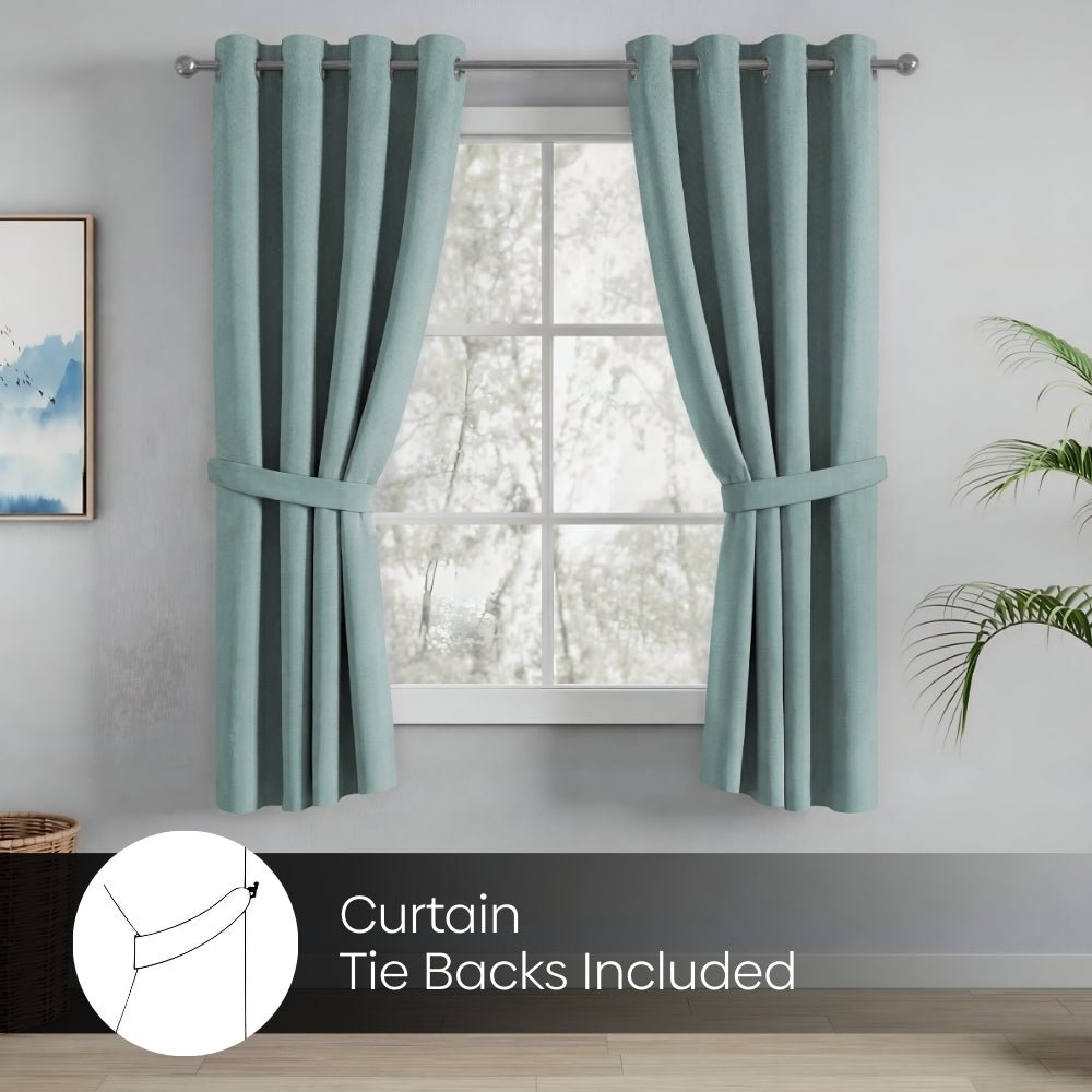 Blackout Solid Essential Drape Pack Of 2 Curtain, Aqua - Blackout Curtains | haus & kinder