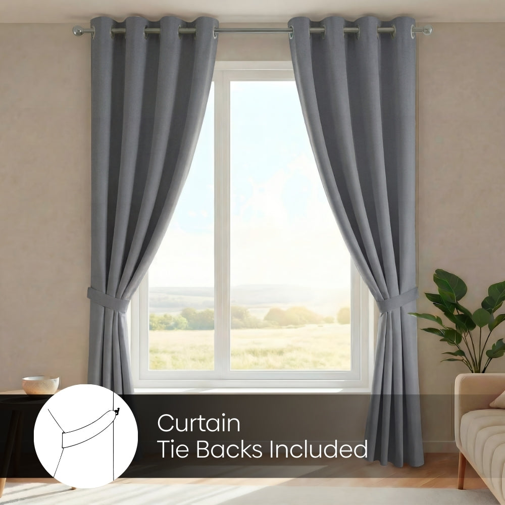Blackout Solid Essential Drape Pack Of 2 Curtain, Cloud Grey