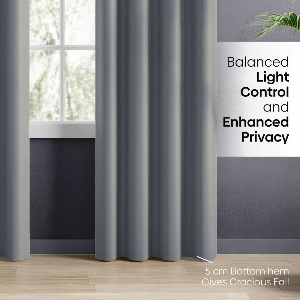 Blackout Solid Essential Drape Pack Of 2 Curtain, Cloud Grey
