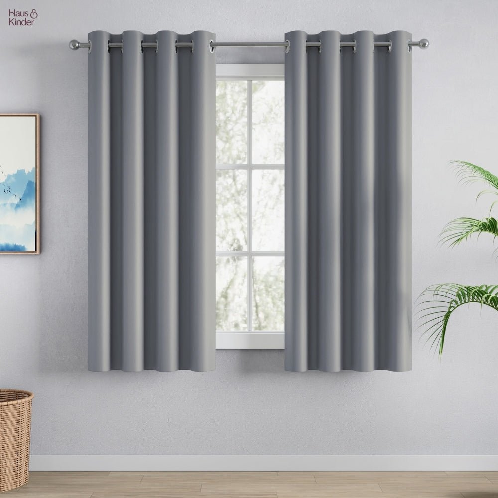 Blackout Solid Essential Drape Pack Of 2 Curtain, Cloud Grey - Blackout Curtains | haus & kinder