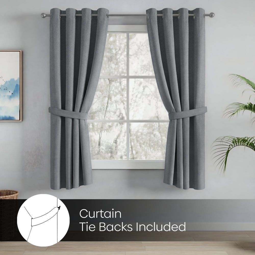 Blackout Solid Essential Drape Pack Of 2 Curtain, Cloud Grey