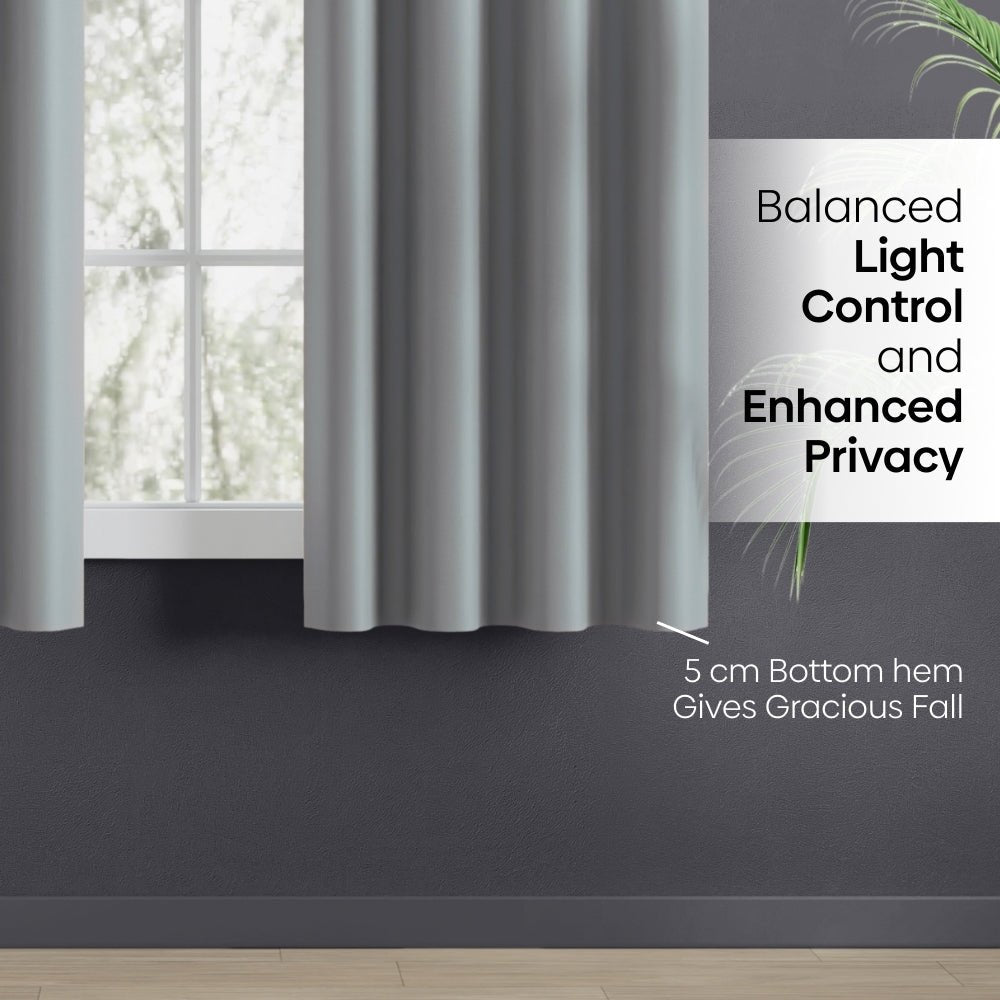 Blackout Solid Essential Drape Pack Of 2 Curtain, Ash Grey - Blackout Curtains | haus & kinder