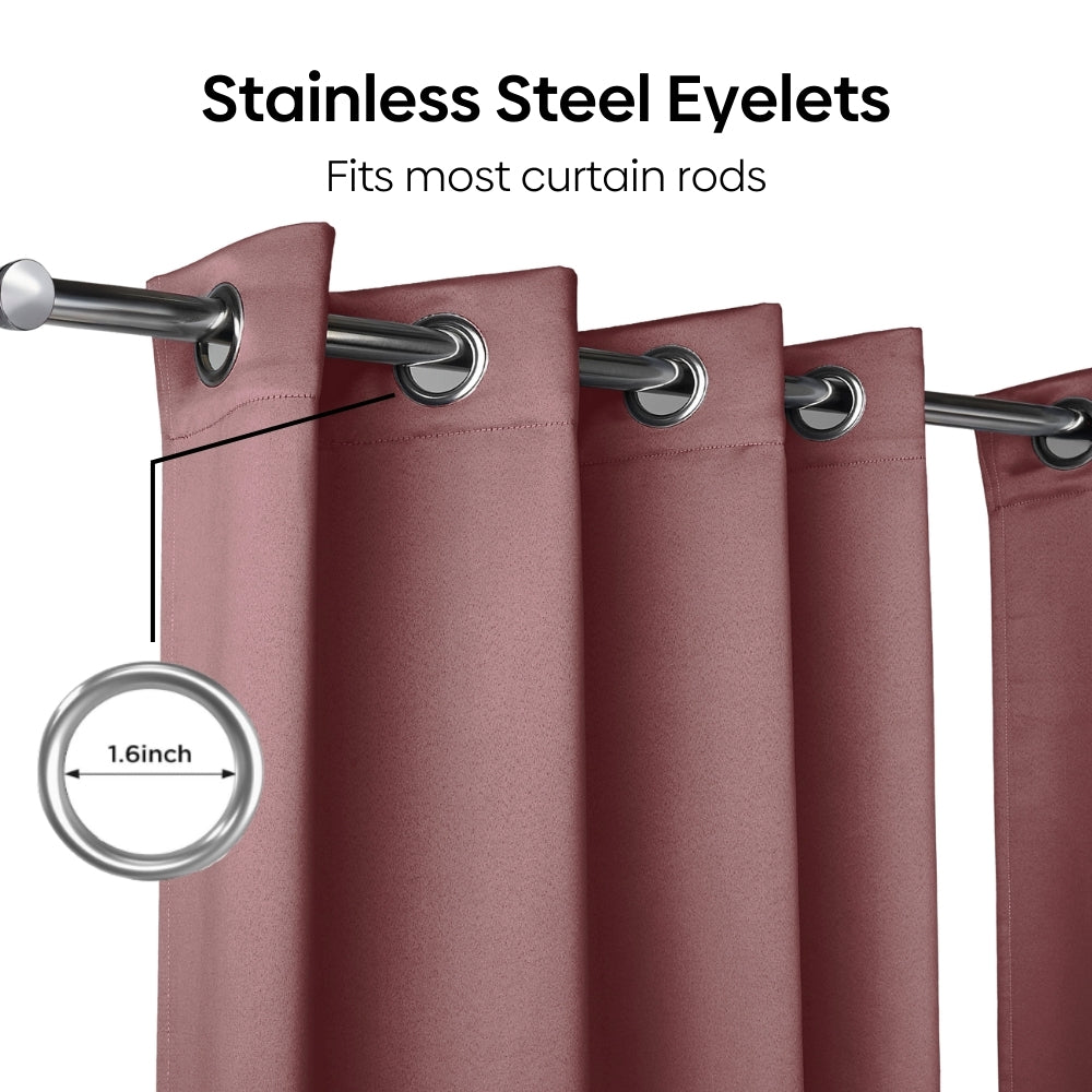 Blackout Solid Essential Drape Pack Of 2 Curtain, Rose
