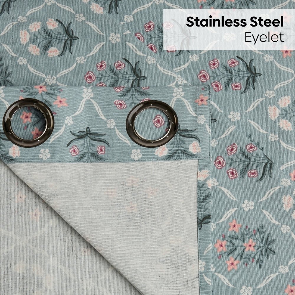 Cotton Printed Curtain Blue Spruce Trellis, Teal - Cotton Printed Curtains | haus & kinder