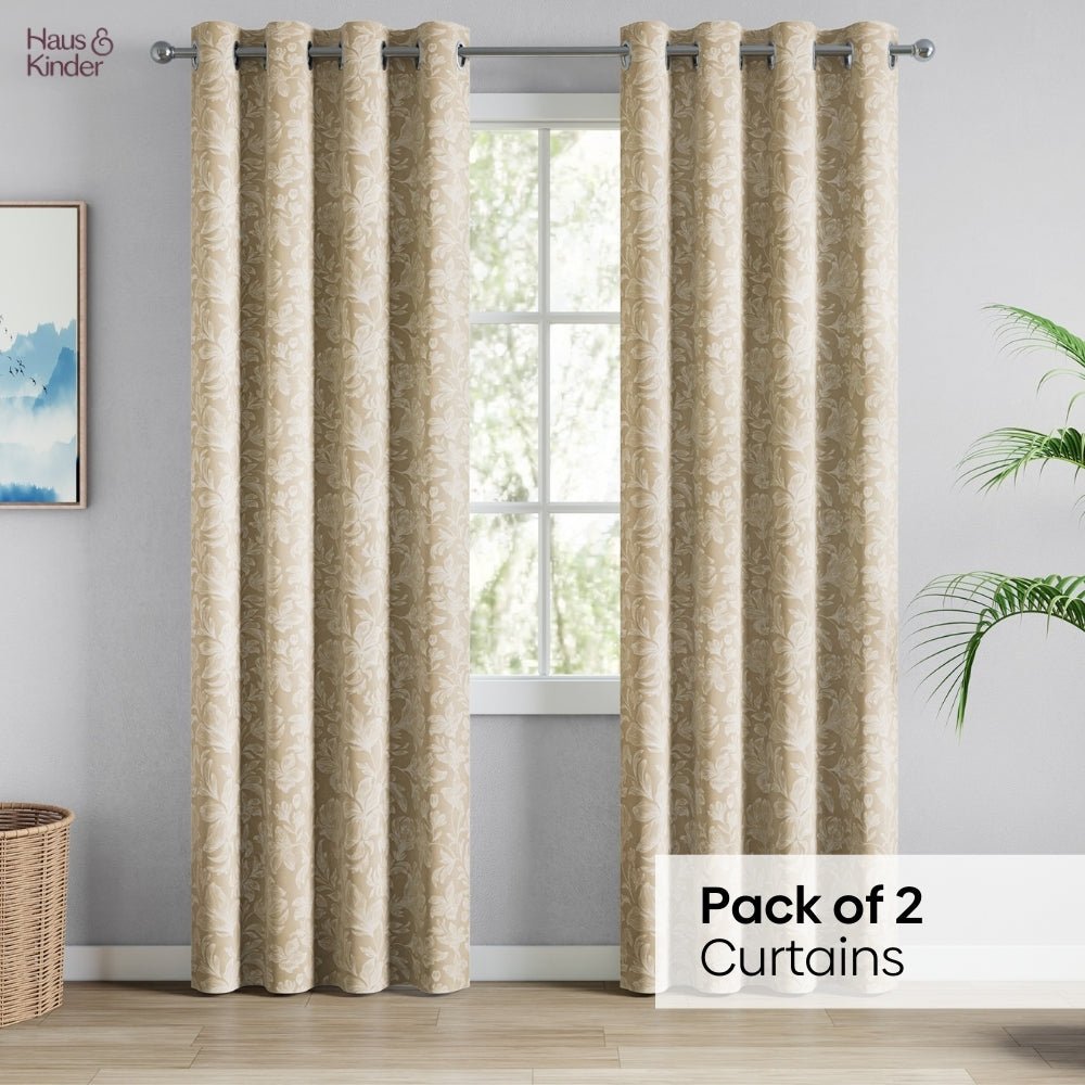 Cotton Printed Curtain Chalkflower, Beige - Cotton Printed Curtains | haus & kinder