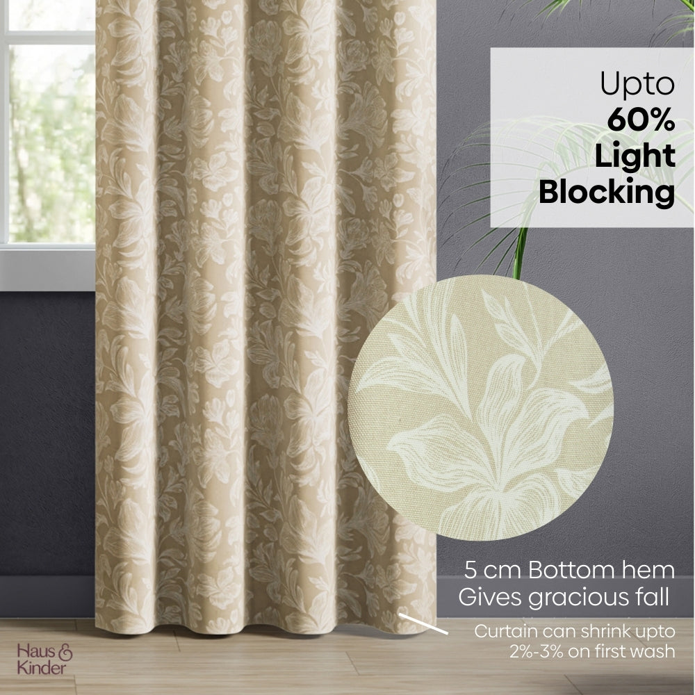 Cotton Printed Curtain Chalkflower, Beige