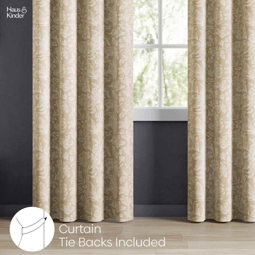 Cotton Printed Curtain Chalkflower, Beige