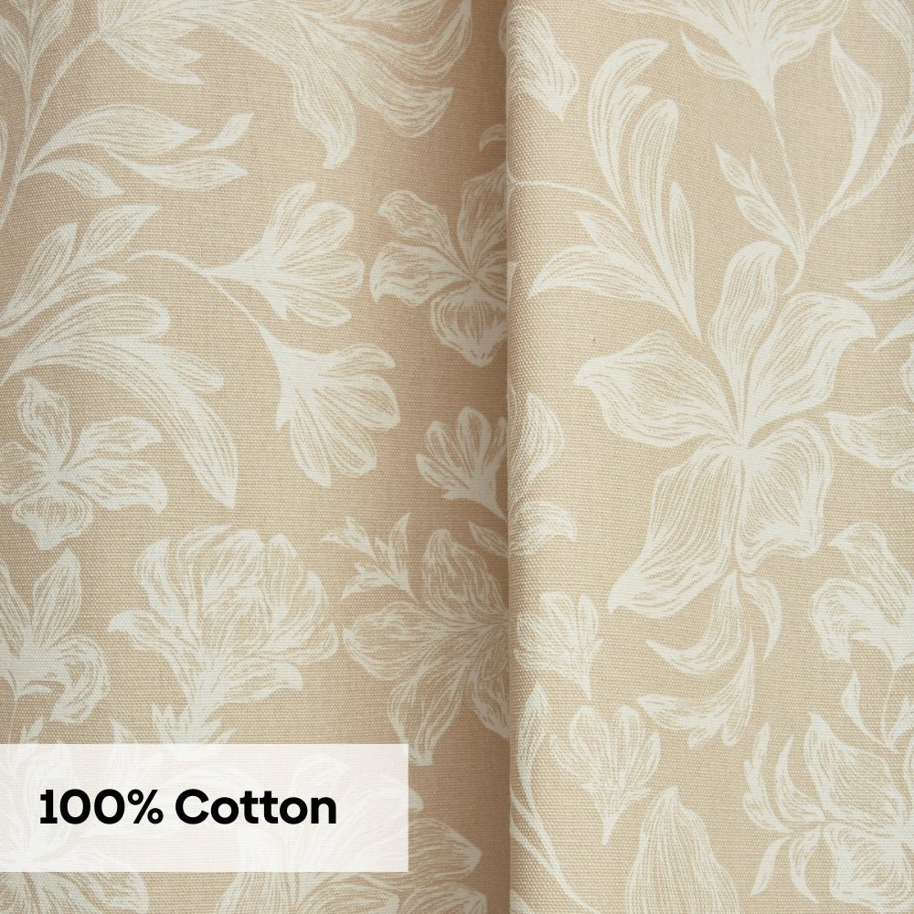 Cotton Printed Curtain Chalkflower, Beige - Cotton Printed Curtains | haus & kinder