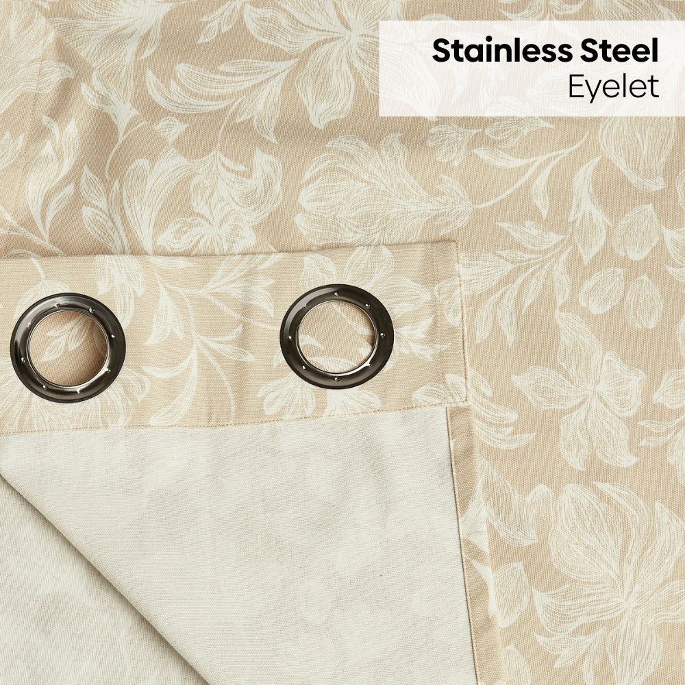 Cotton Printed Curtain Chalkflower, Beige