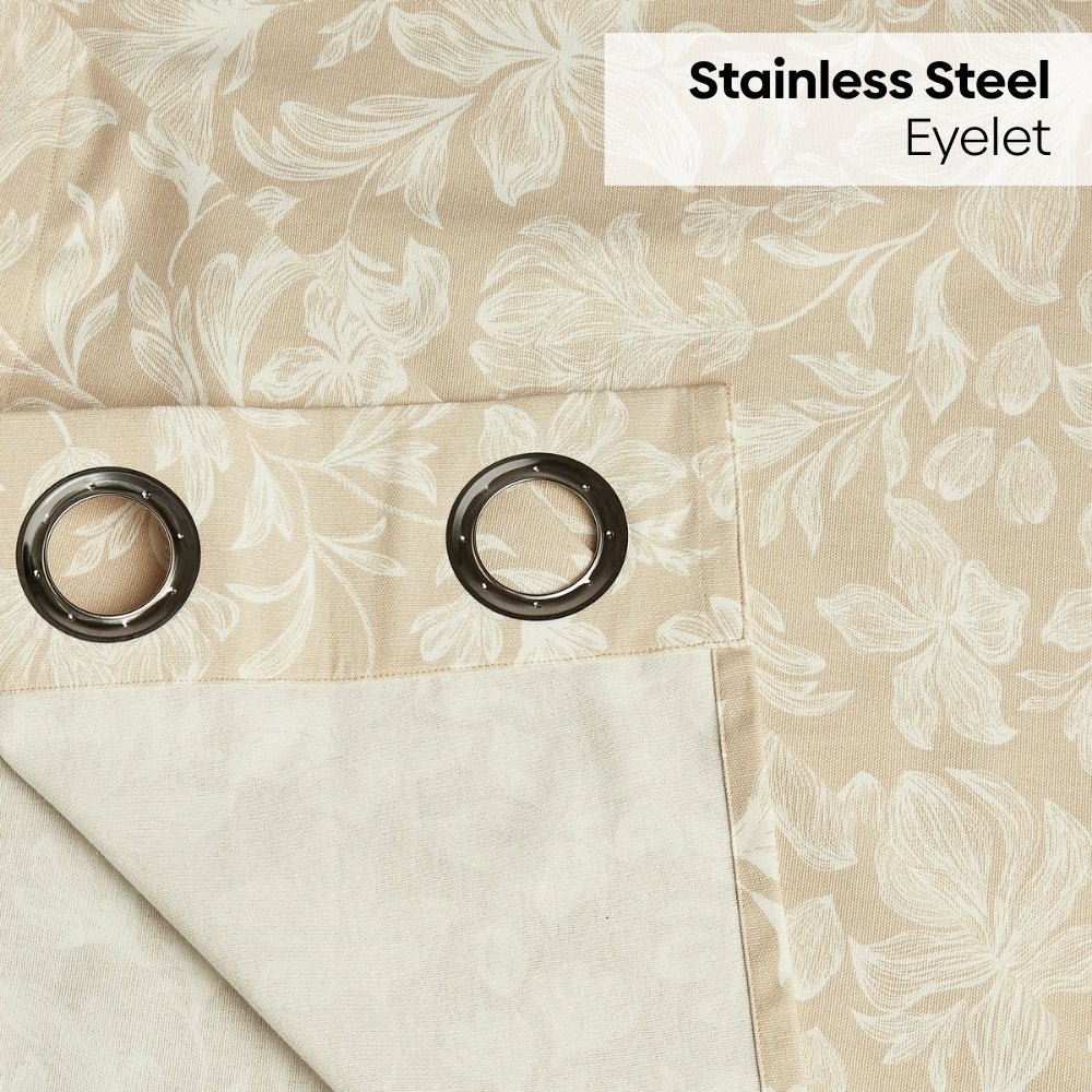 Cotton Printed Curtain Chalkflower, Beige - Cotton Printed Curtains | haus & kinder