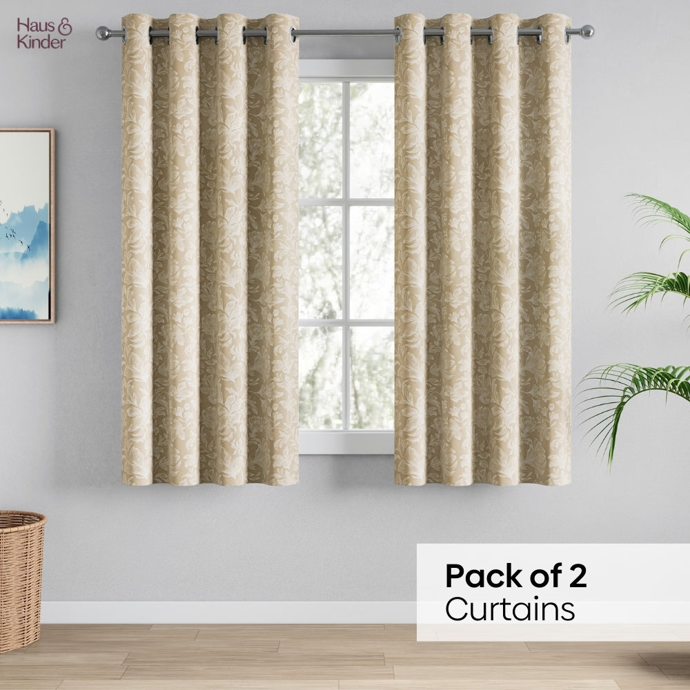 Cotton Printed Curtain Chalkflower, Beige