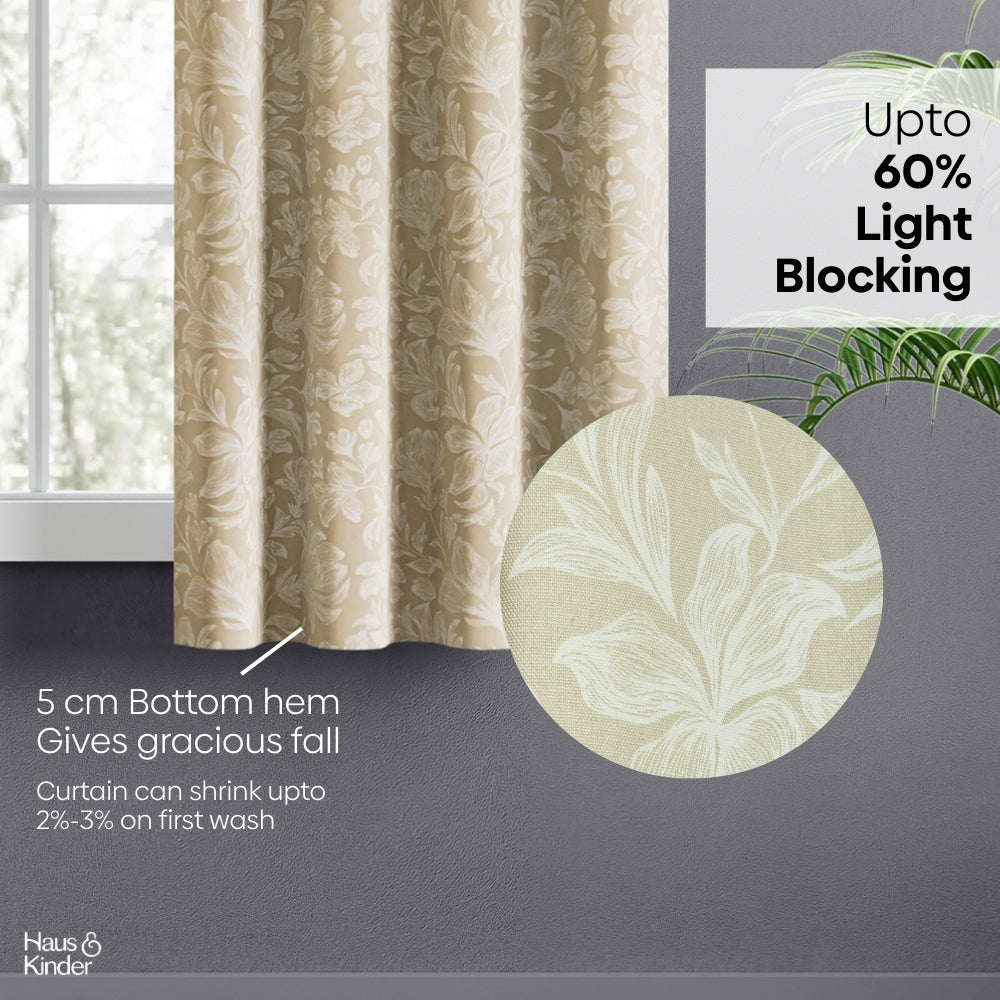 Cotton Printed Curtain Chalkflower, Beige