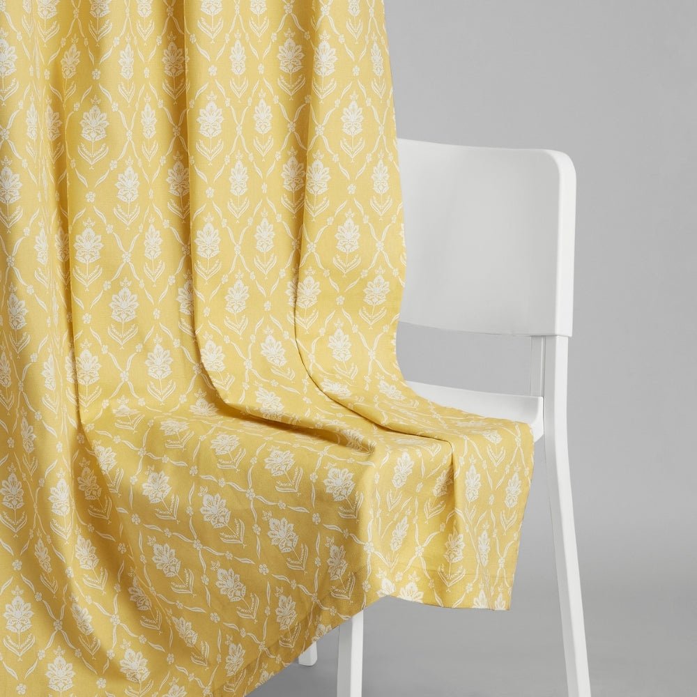 Cotton Printed Curtain Ochre Manor, Yellow - Cotton Printed Curtains | haus & kinder