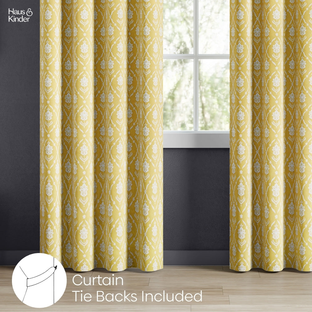 Cotton Printed Curtain Ochre Manor, Yellow