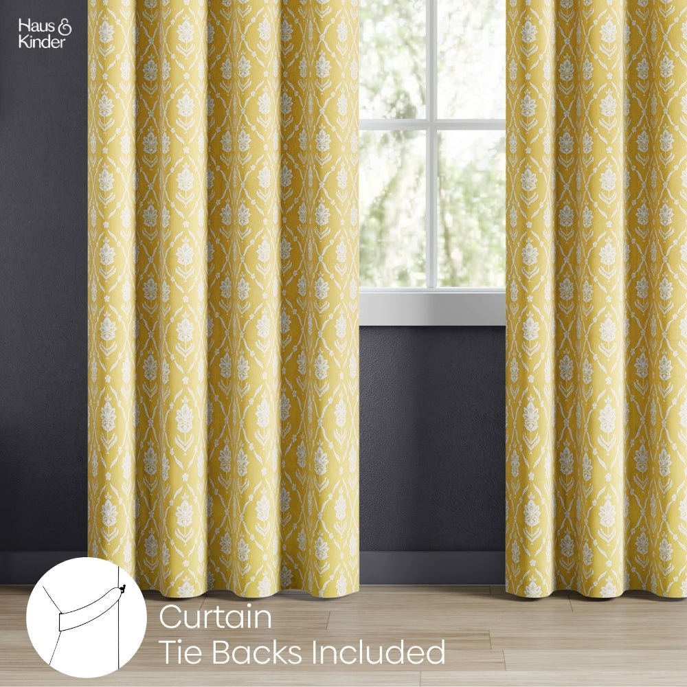 Cotton Printed Curtain Ochre Manor, Yellow - Cotton Printed Curtains | haus & kinder