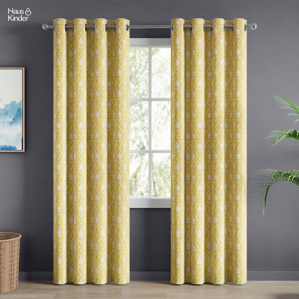 Cotton Printed Curtain Ochre Manor, Yellow