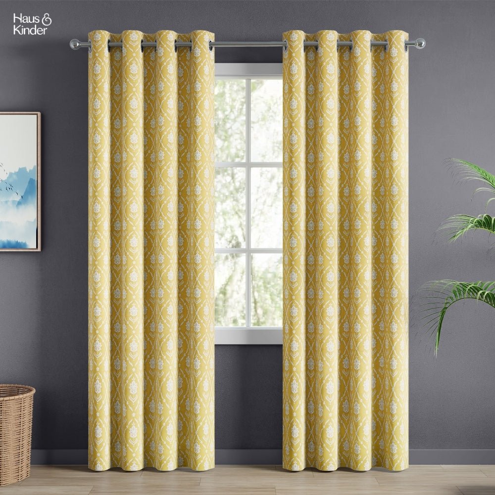 Cotton Printed Curtain Ochre Manor, Yellow - Cotton Printed Curtains | haus & kinder