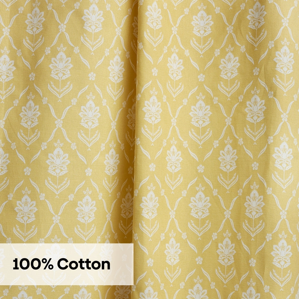 Cotton Printed Curtain Ochre Manor, Yellow