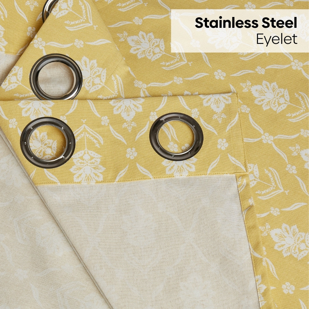 Cotton Printed Curtain Ochre Manor, Yellow