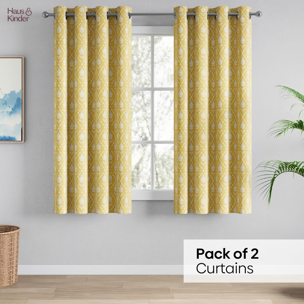 Cotton Printed Curtain Ochre Manor, Yellow