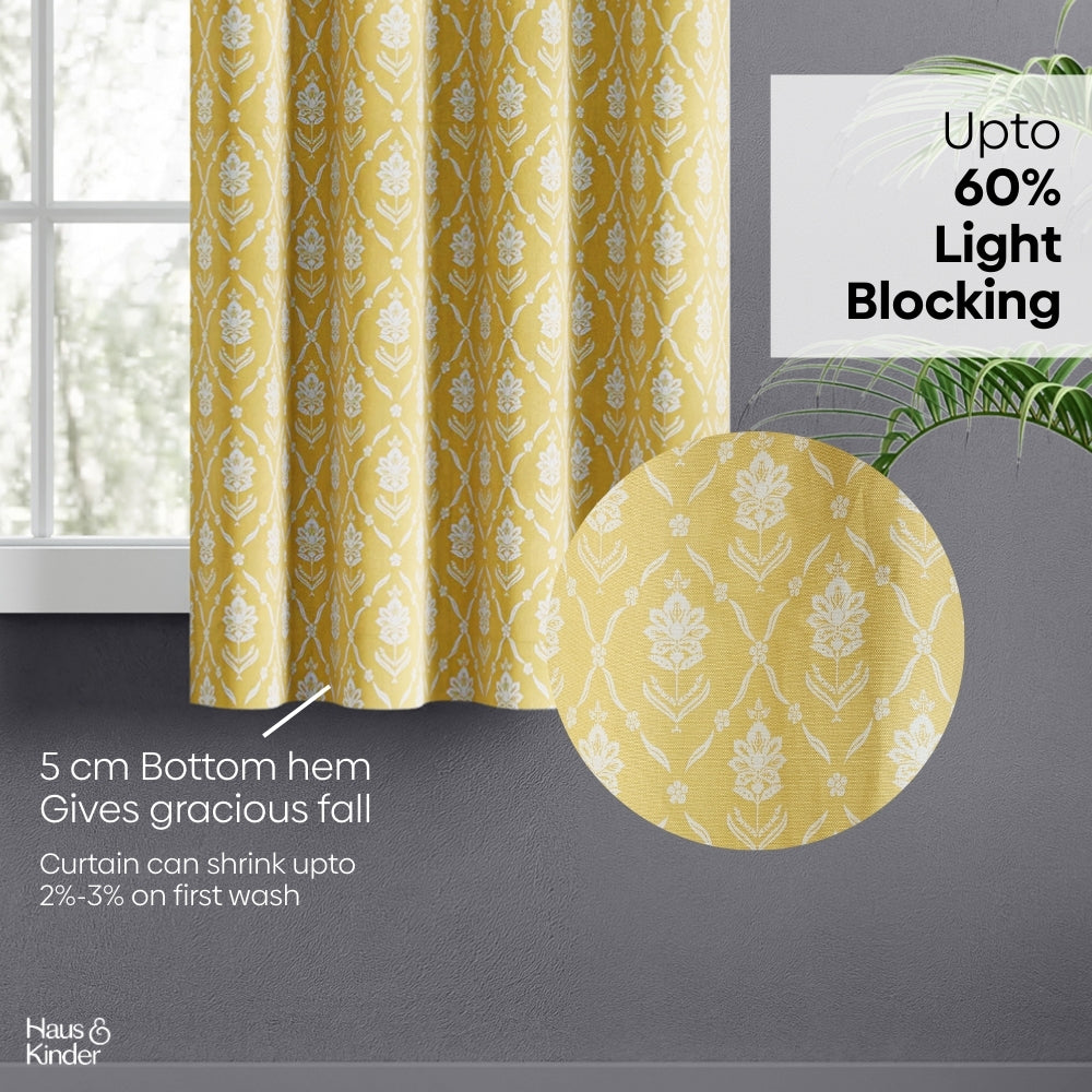Cotton Printed Curtain Ochre Manor, Yellow