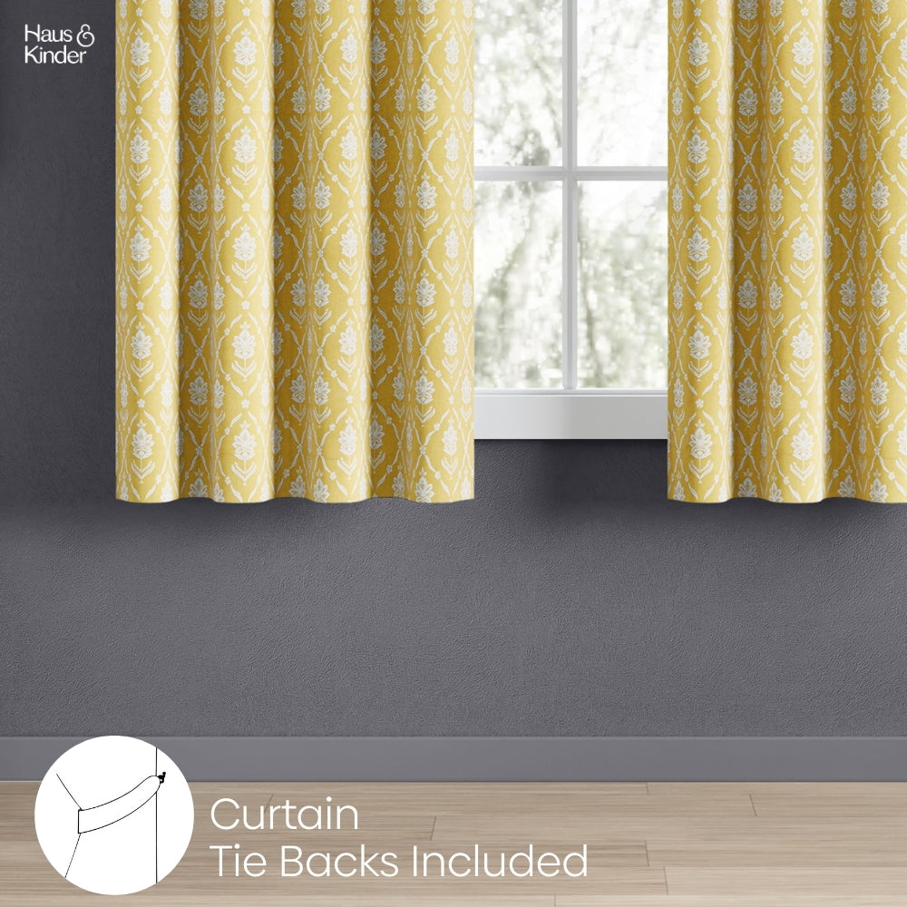 Cotton Printed Curtain Ochre Manor, Yellow