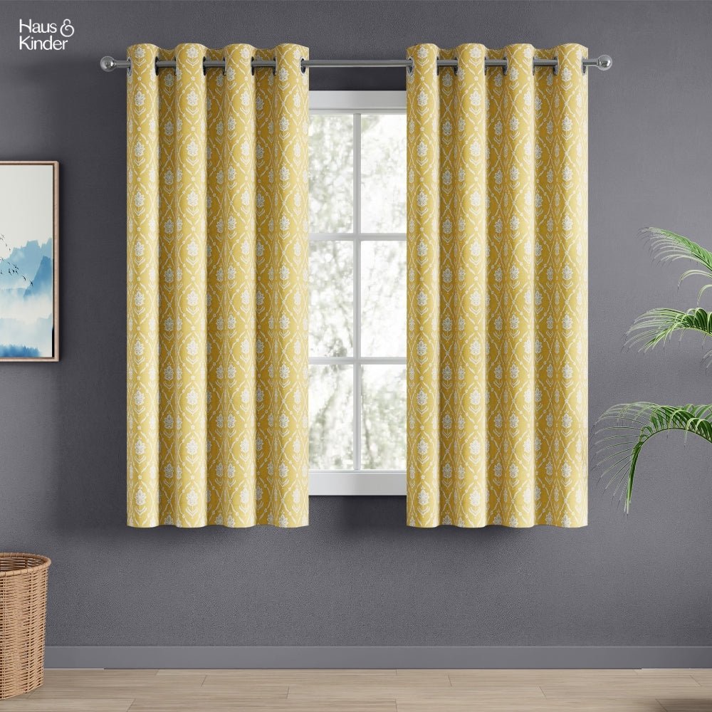 Cotton Printed Curtain Ochre Manor, Yellow - Cotton Printed Curtains | haus & kinder