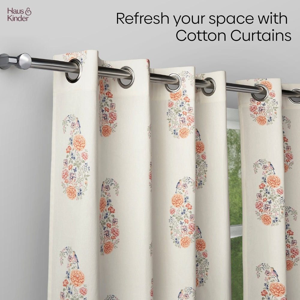 Cotton Printed Curtain Paisley, Multi - Cotton Printed Curtains | haus & kinder