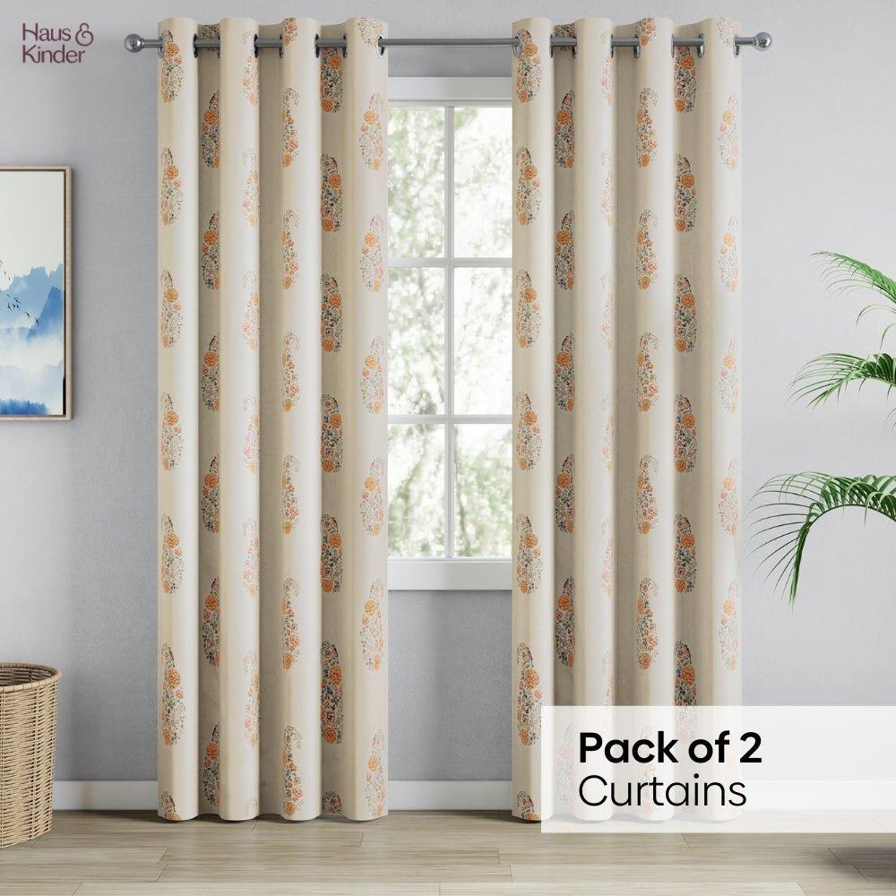 Cotton Printed Curtain Paisley, Multi - Cotton Printed Curtains | haus & kinder