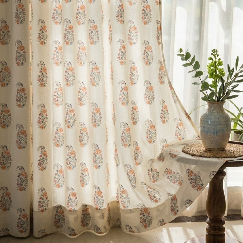 Cotton Printed Curtain Paisley, Multi - Cotton Printed Curtains | haus & kinder