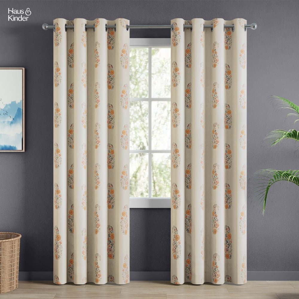 Cotton Printed Curtain Paisley, Multi - Cotton Printed Curtains | haus & kinder