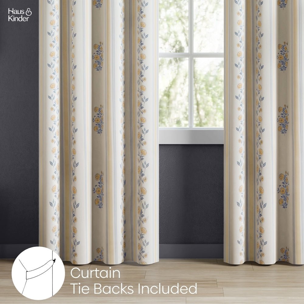 Cotton Printed Curtain Rosebud Lane, Yellow - Cotton Printed Curtains | haus & kinder