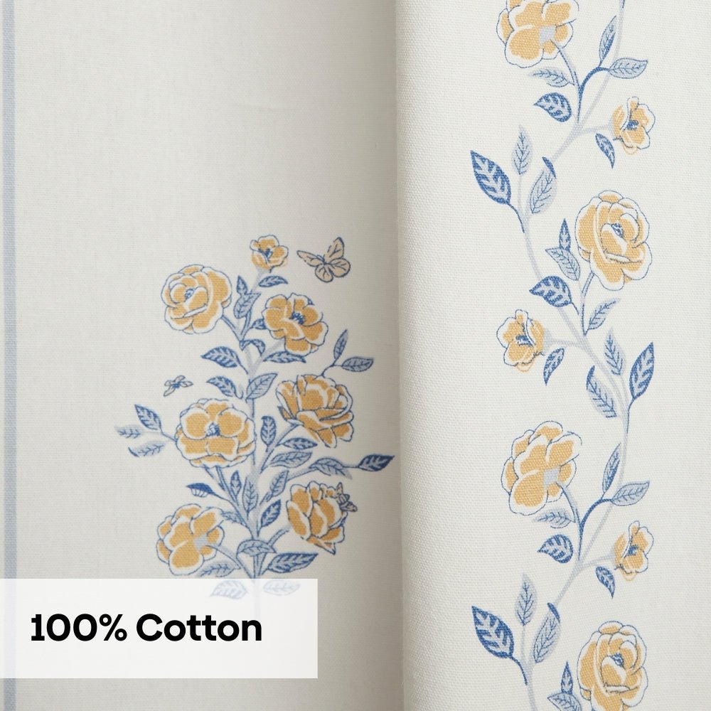 Cotton Printed Curtain Rosebud Lane, Yellow - Cotton Printed Curtains | haus & kinder