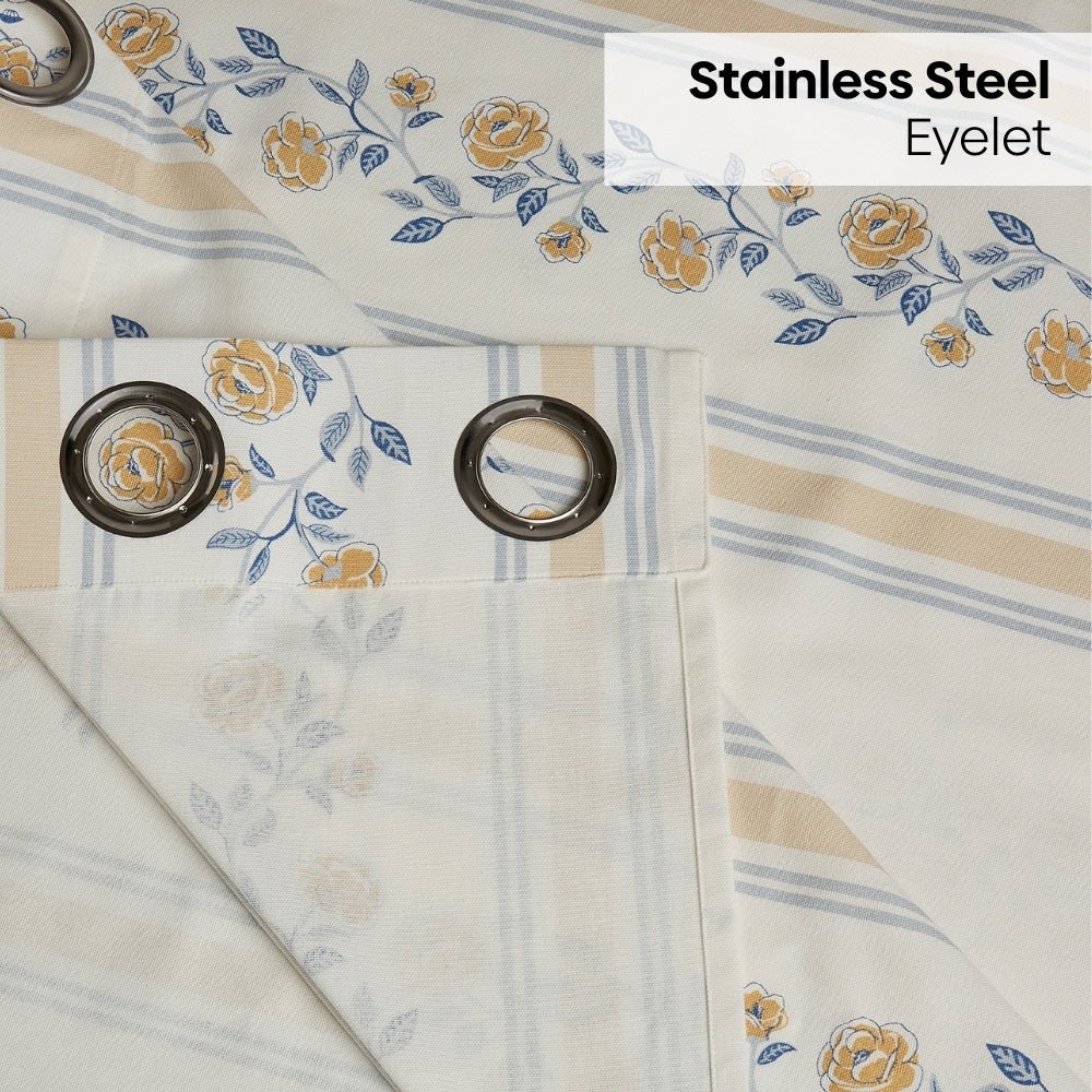 Cotton Printed Curtain Rosebud Lane, Yellow - Cotton Printed Curtains | haus & kinder