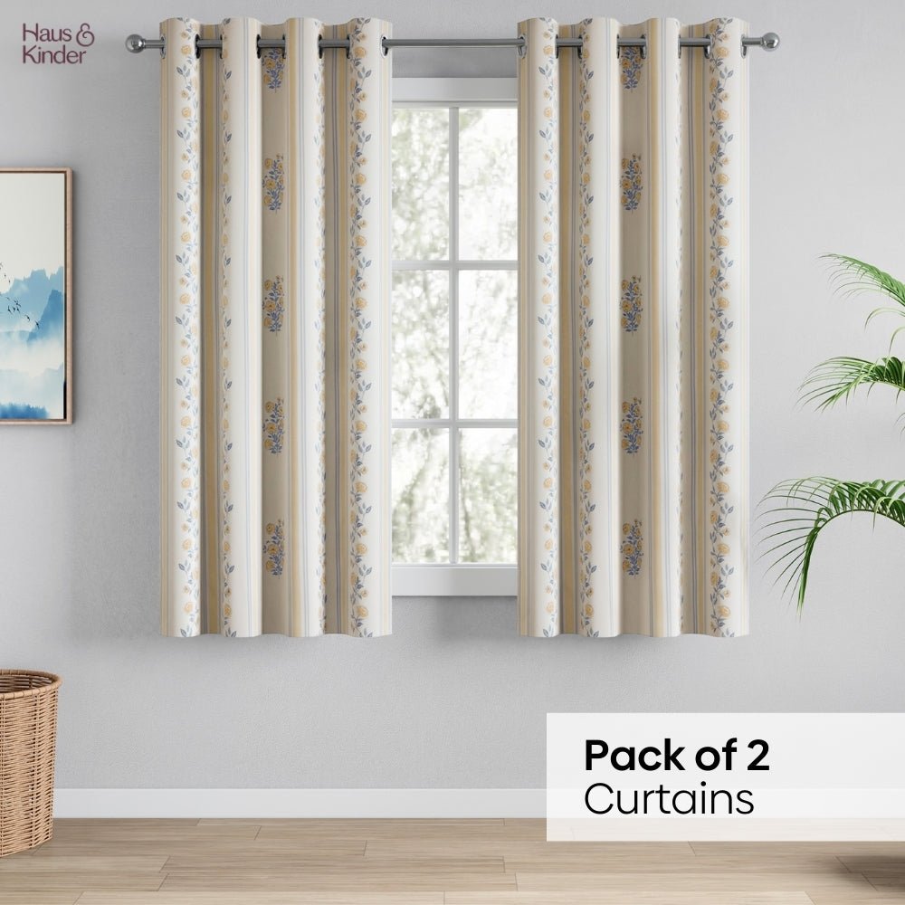 Cotton Printed Curtain Rosebud Lane, Yellow - Cotton Printed Curtains | haus & kinder