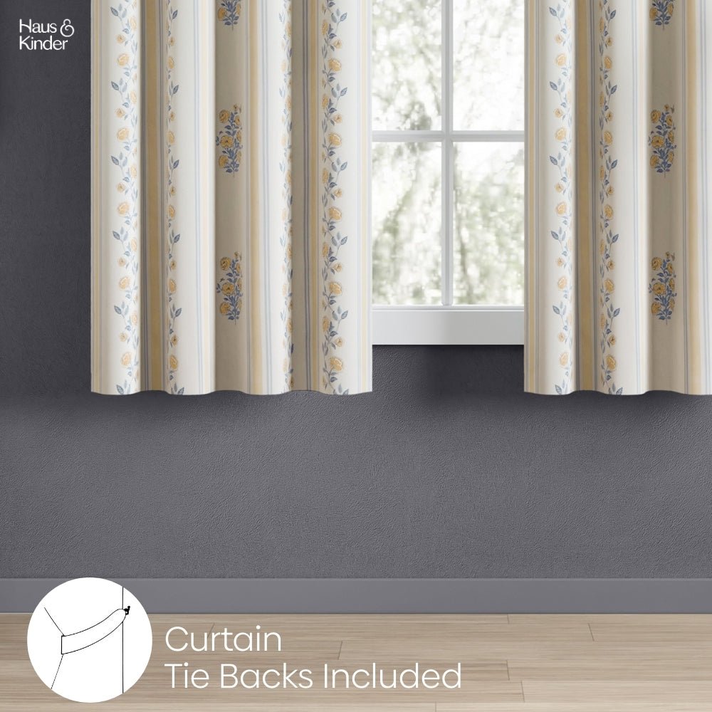 Cotton Printed Curtain Rosebud Lane, Yellow - Cotton Printed Curtains | haus & kinder