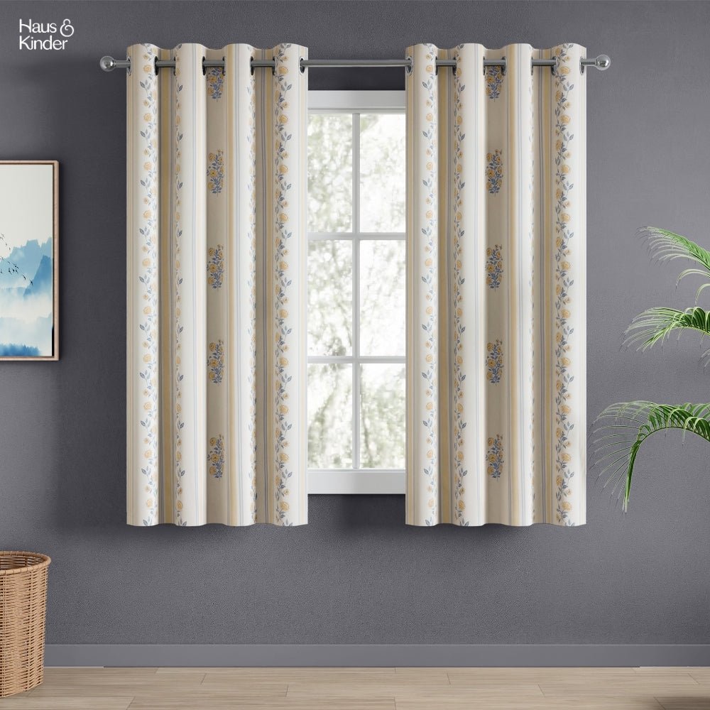 Cotton Printed Curtain Rosebud Lane, Yellow - Cotton Printed Curtains | haus & kinder