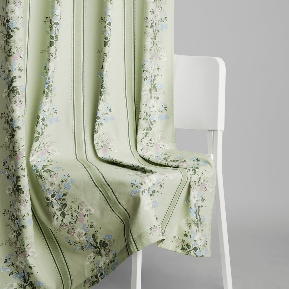 Cotton Printed Curtain Vintage Posy, Sage Green - Cotton Printed Curtains | haus & kinder