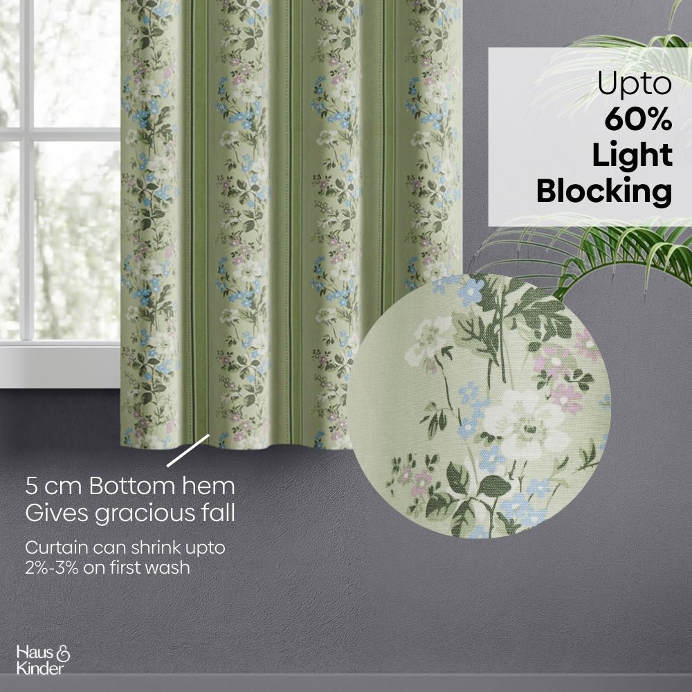 Cotton Printed Curtain Vintage Posy, Sage Green - Cotton Printed Curtains | haus & kinder