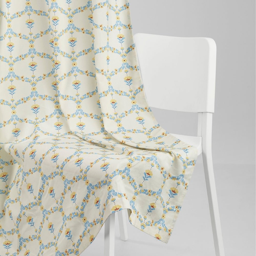 Cotton Printed Pack Of 2 Curtain Amber Vale, Blue - Cotton Printed Curtains | haus & kinder