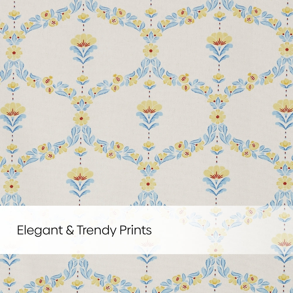 Cotton Printed Pack Of 2 Curtain Amber Vale, Blue