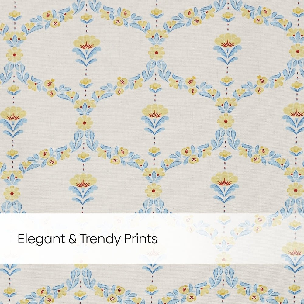 Cotton Printed Pack Of 2 Curtain Amber Vale, Blue - Cotton Printed Curtains | haus & kinder