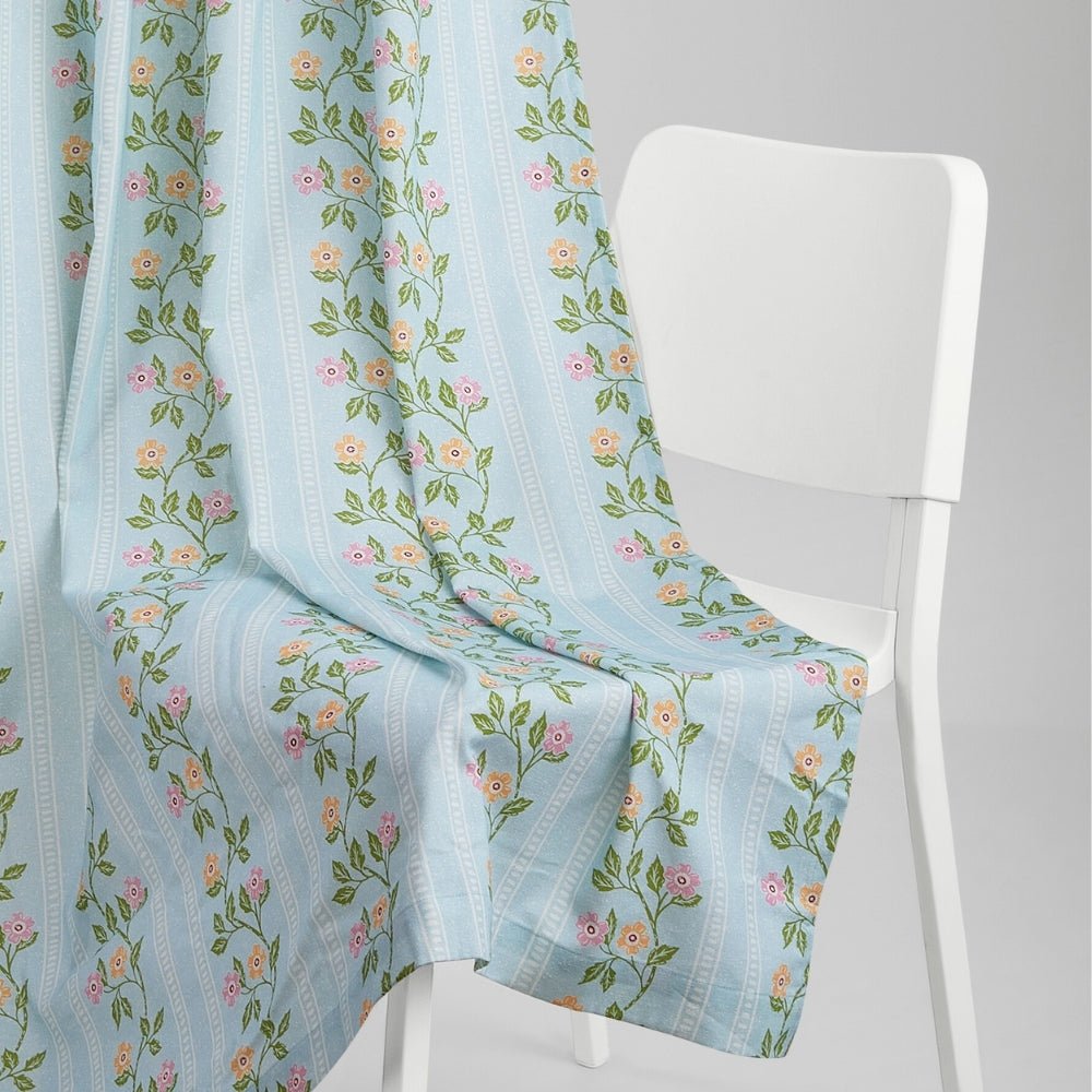 Cotton Printed Pack Of 2 Curtain Spring Harmony, Blue - Cotton Printed Curtains | haus & kinder