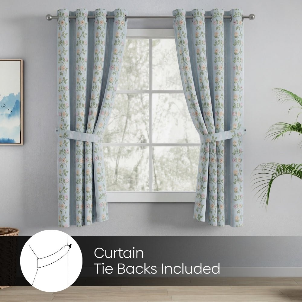 Cotton Printed Pack Of 2 Curtain Spring Harmony, Blue - Cotton Printed Curtains | haus & kinder