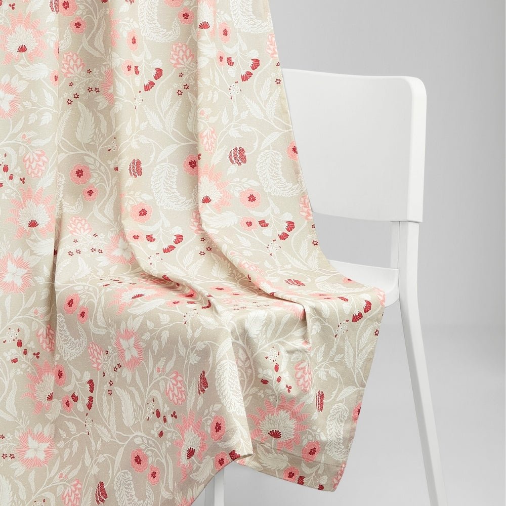100% Cotton Printed Curtain Solace Flora, Coral - Cotton Printed Curtains | haus & kinder